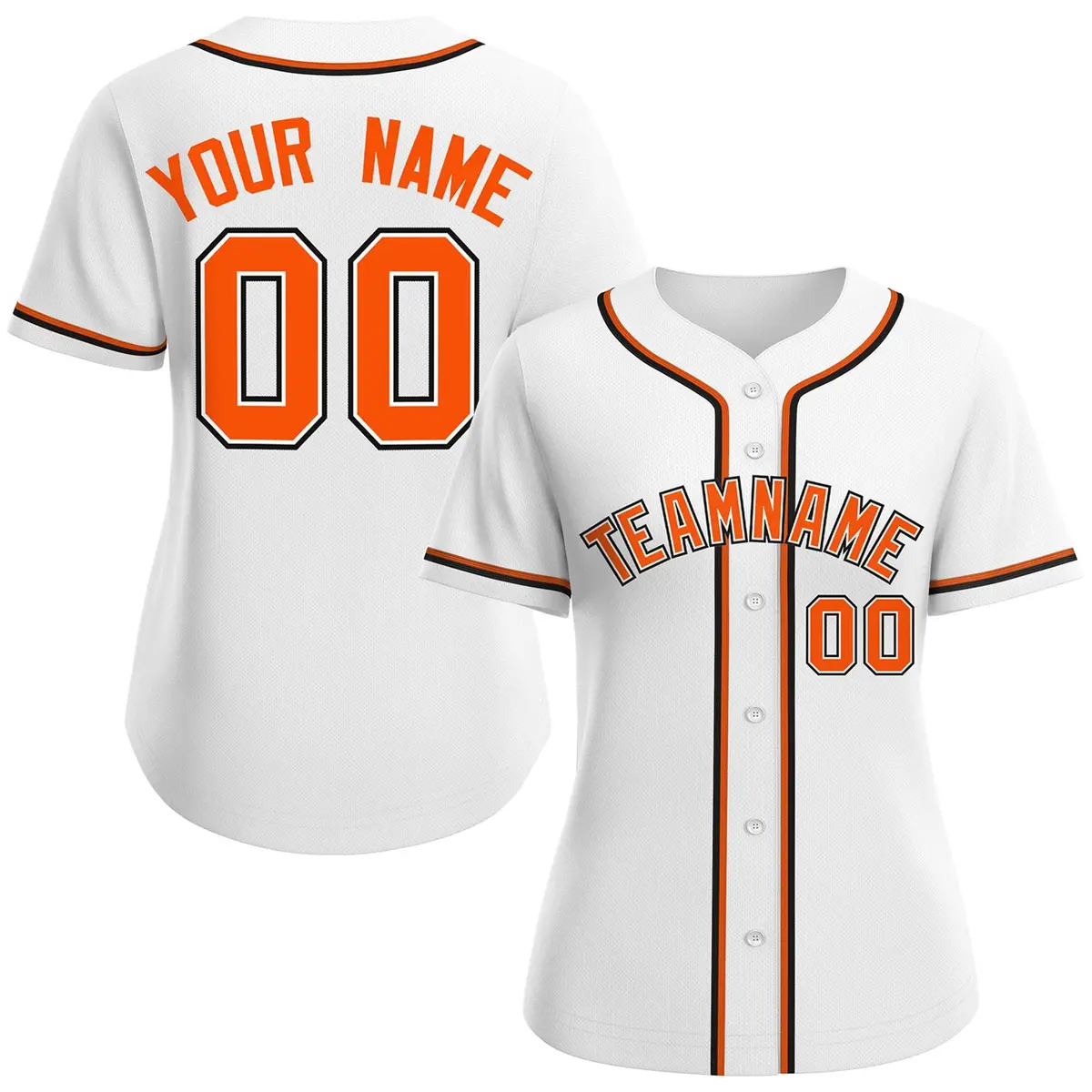 Women's White Orange-White Classic Style Baseball Jersey