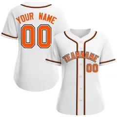 Women's White Orange-White Classic Style Baseball Jersey 1