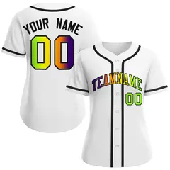 Women's White Purple-Black Gradient Fashion Baseball Jersey
