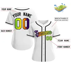 Women's White Purple-Black Gradient Fashion Baseball Jersey 2