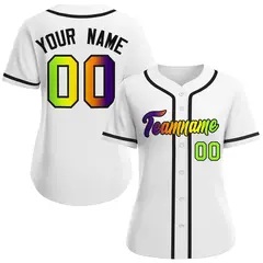 Women's White Purple-Black Gradient Fashion Baseball Jersey
