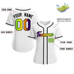 Women's White Purple-Black Gradient Fashion Baseball Jersey 2