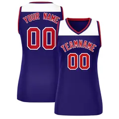Women's White Purple Color Block Mesh Basketball Jersey