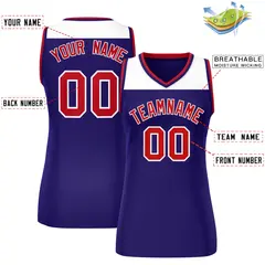 Women's White Purple Color Block Mesh Basketball Jersey 2