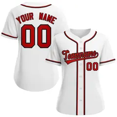 Women's White Red-Black Classic Baseball Jersey