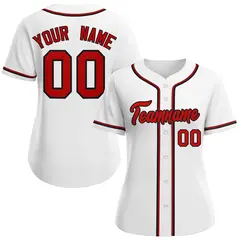 Women's White Red-Black Classic Baseball Jersey