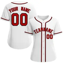 Women's White Red-Black Classic Baseball Jersey