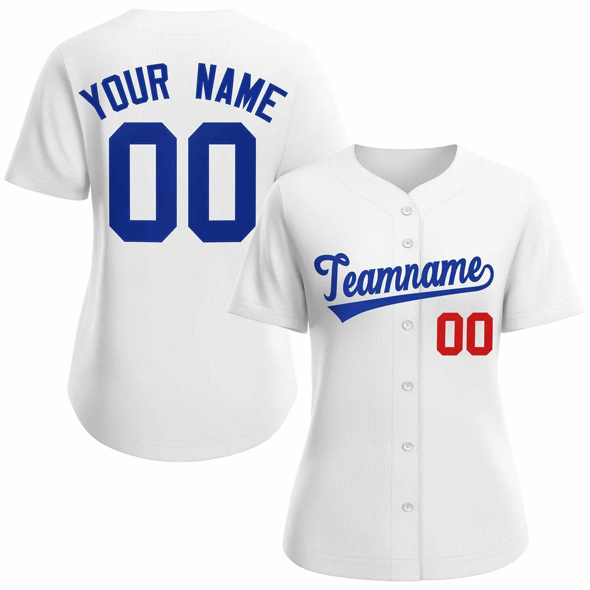 Women's White Royal Classic Style Baseball Jersey