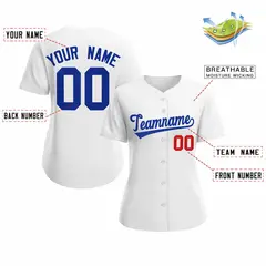 Women's White Royal Classic Style Baseball Jersey 2