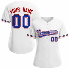 Women's White Royal Classic Style Baseball Jersey 1