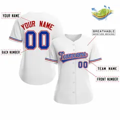 Women's White Royal Classic Style Baseball Jersey 2