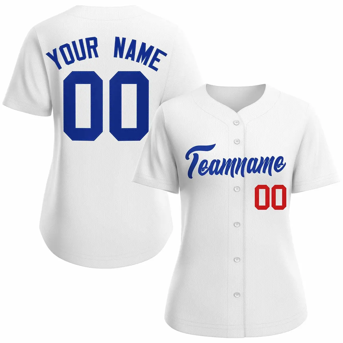 Women's White Royal Classic Style Baseball Jersey