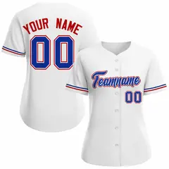 Women's White Royal Classic Style Baseball Jersey 1