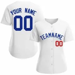 Women's White Royal Classic Style Baseball Jersey 1