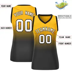 Women's Yellow Black Gradient Mesh Basketball Jersey 2
