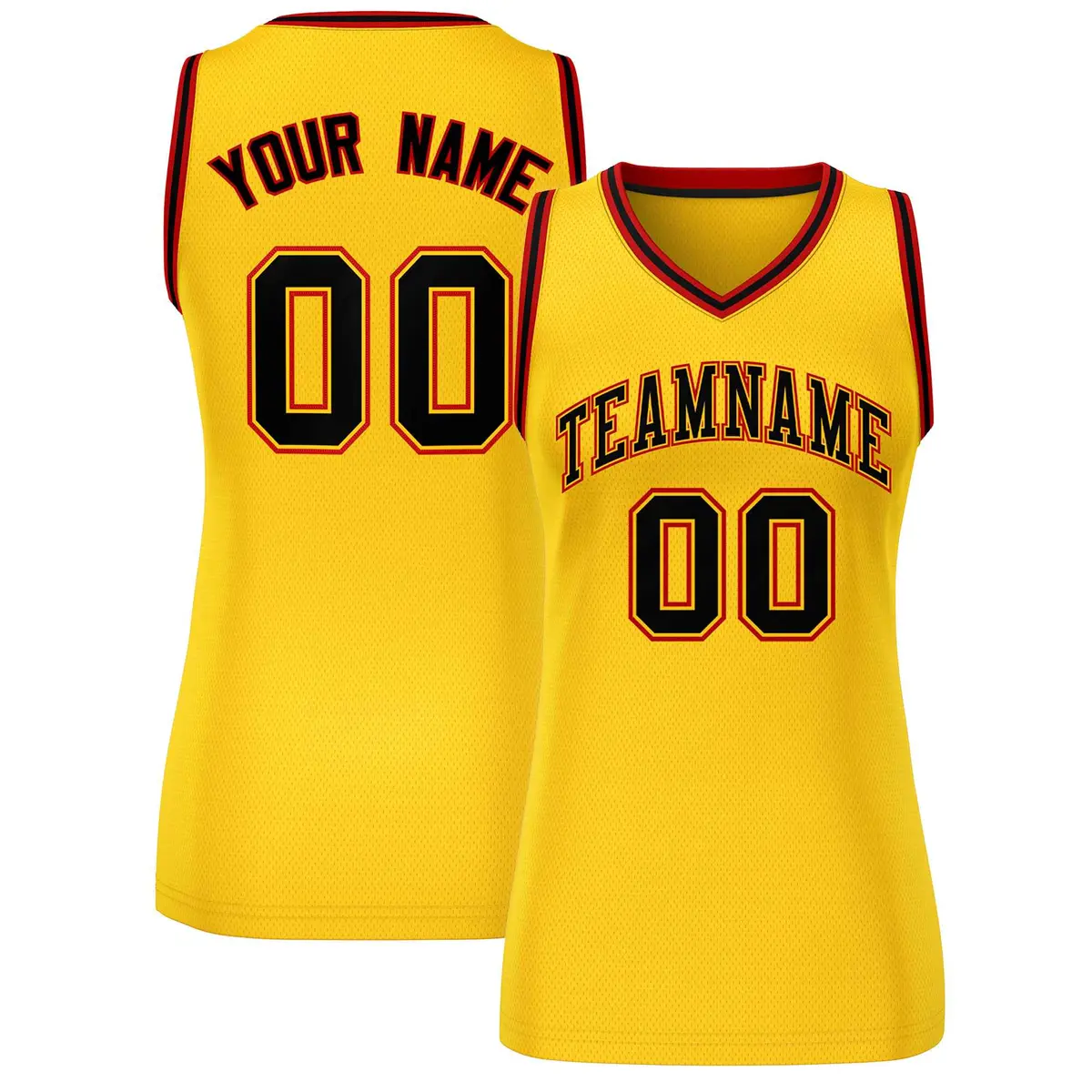 Women's Yellow Black-Red Classic Mesh Basketball Jersey