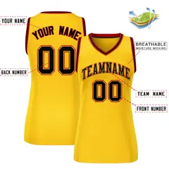 Women's Yellow Black-Red Classic Mesh Basketball Jersey 2