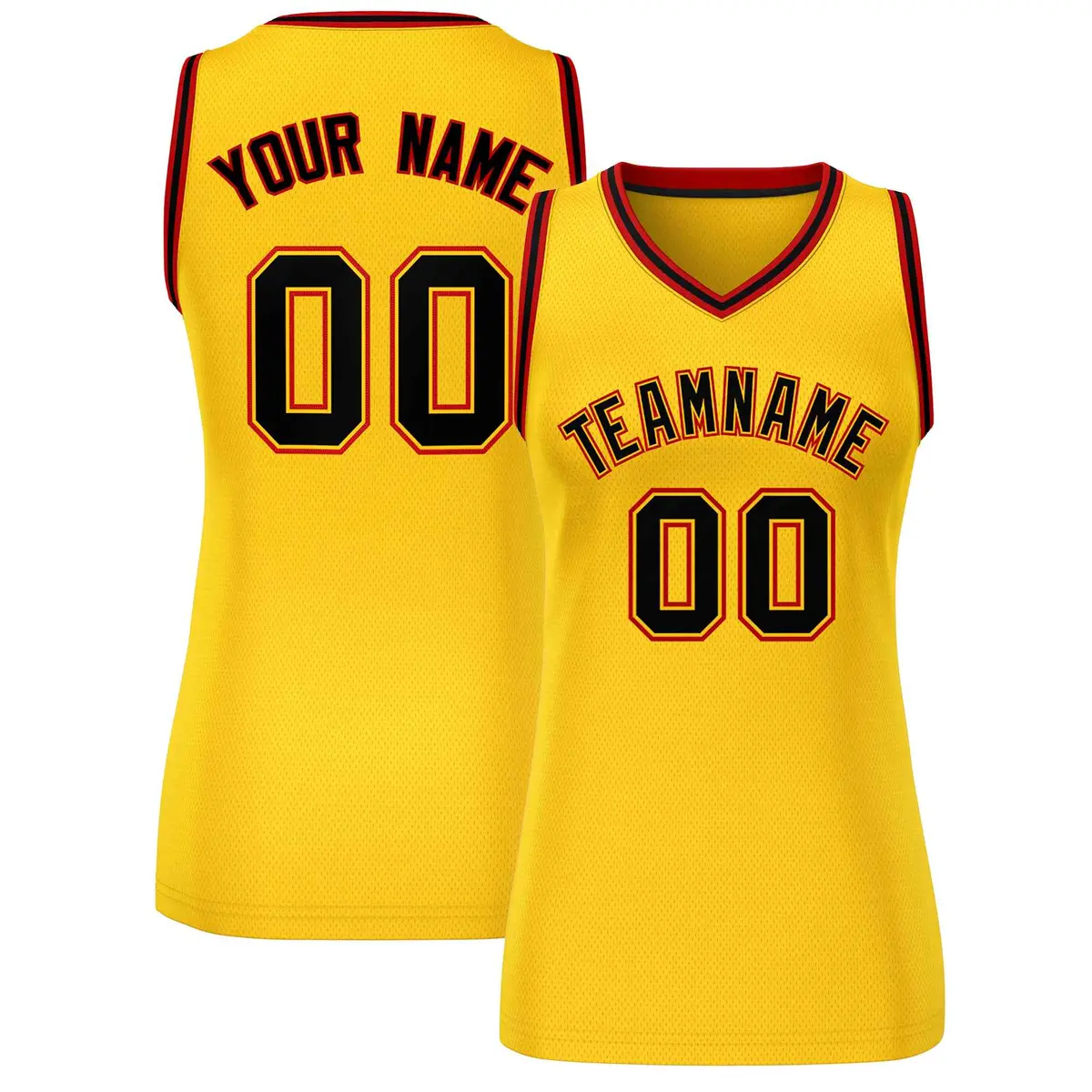 Women's Yellow Black-Red Classic Mesh Basketball Jersey