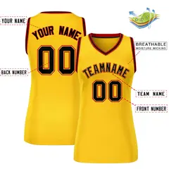 Women's Yellow Black-Red Classic Mesh Basketball Jersey 2
