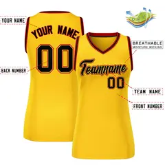 Women's Yellow Black-Red Classic Mesh Basketball Jersey 2
