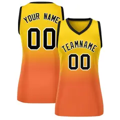 Women's Yellow Orange Gradient Mesh Basketball Jersey 1
