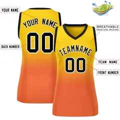 Women's Yellow Orange Gradient Mesh Basketball Jersey 2