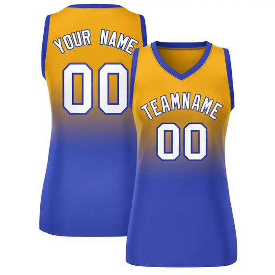 Women's Yellow Royal Gradient Mesh Basketball Jersey
