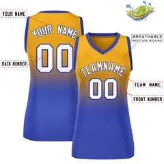 Women's Yellow Royal Gradient Mesh Basketball Jersey 2