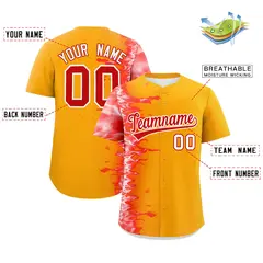 Yellow 3D Flame Design Authentic Baseball Jersey 2