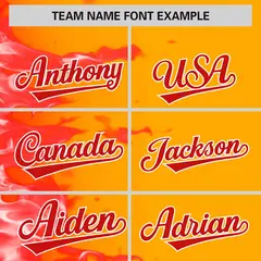 Yellow 3D Flame Design Authentic Baseball Jersey 3