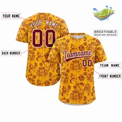 Yellow 3D Graffiti Pattern Baseball Jersey 2