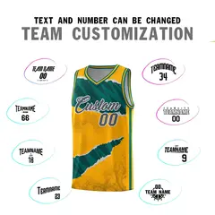 Yellow Aqua-Black Tear Graffiti Basketball Jersey 4