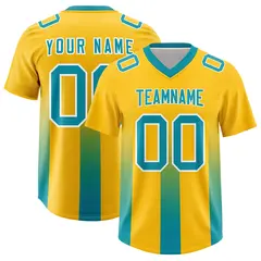 Yellow Aqua Gradient Vertical Stripe Fashion Football Jersey