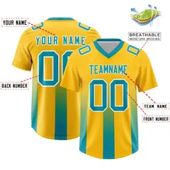 Yellow Aqua Gradient Vertical Stripe Fashion Football Jersey 2