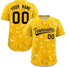 Yellow Banana Graffiti Pattern Fashion Baseball Jersey
