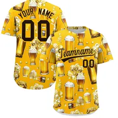 Yellow Beer Day Parties Baseball Jersey 1