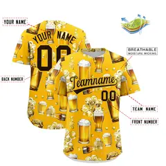 Yellow Beer Day Parties Baseball Jersey 2