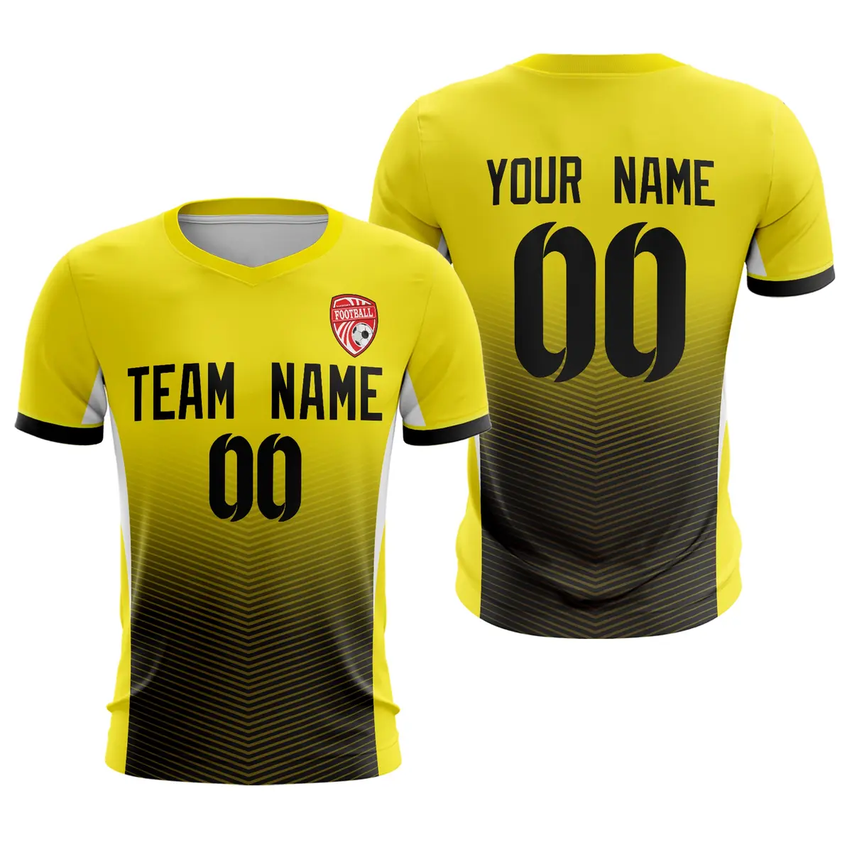 Yellow Black Athletic Sport Soccer Jersey