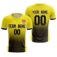 Yellow Black Athletic Sport Soccer Jersey 1