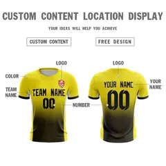 Yellow Black Athletic Sport Soccer Jersey 2