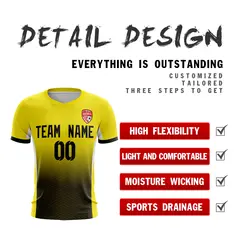 Yellow Black Athletic Sport Soccer Jersey 4