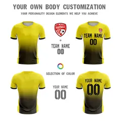 Yellow Black Athletic Sport Soccer Jersey 5