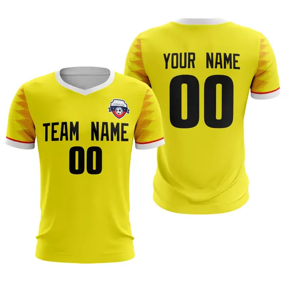 Yellow Black Athletic Sport Soccer Jersey
