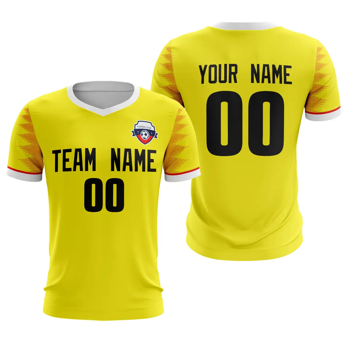 Yellow Black Athletic Sport Soccer Jersey