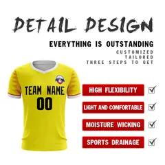 Yellow Black Athletic Sport Soccer Jersey 4