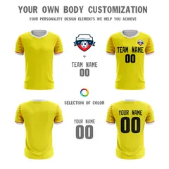 Yellow Black Athletic Sport Soccer Jersey 5