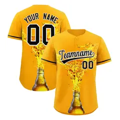 Yellow Black Beer Pattern National Beer Day Baseball Jersey