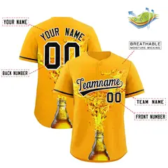 Yellow Black Beer Pattern National Beer Day Baseball Jersey 2