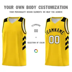 Men's Yellow Black Classic Athletic Basketball Jersey 3