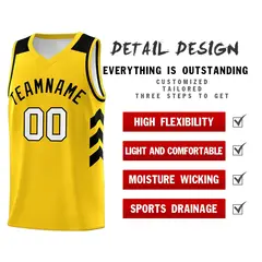 Men's Yellow Black Classic Athletic Basketball Jersey 4